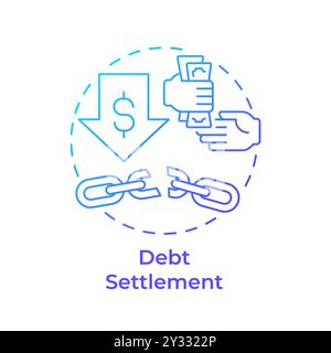 Debt settlement blue gradient concept icon Stock Vector