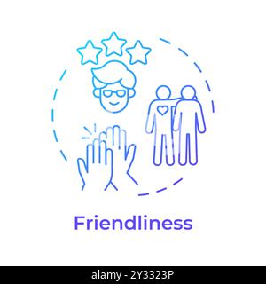 Friendliness blue gradient concept icon Stock Vector