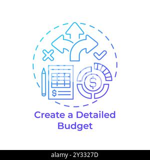 Create a detailed budget blue gradient concept icon Stock Vector