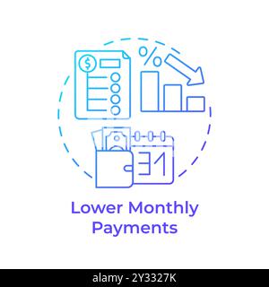 Lower monthly payments blue gradient concept icon Stock Vector