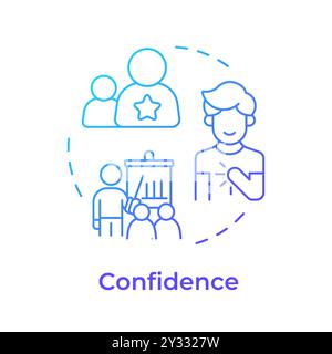 Confidence blue gradient concept icon Stock Vector