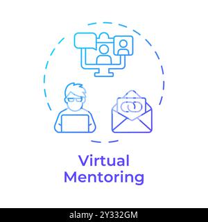 Virtual mentoring blue gradient concept icon Stock Vector