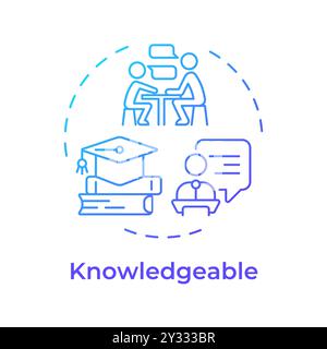 Knowledgeable blue gradient concept icon Stock Vector