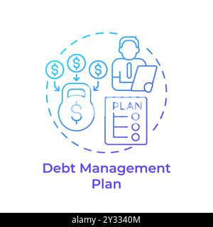 Debt management plan blue gradient concept icon Stock Vector