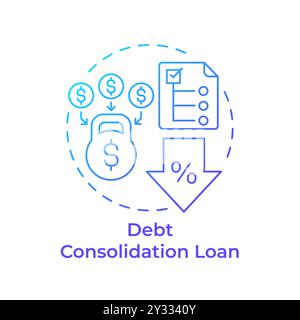 Debt consolidation loan blue gradient concept icon Stock Vector