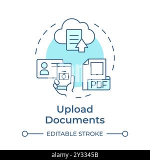 Upload documents soft blue concept icon Stock Vector