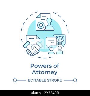 Powers of attorney soft blue concept icon Stock Vector