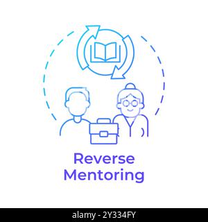 Reverse mentoring blue gradient concept icon Stock Vector
