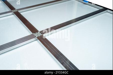 Wienersprossen is insulating double glazing, with metal spacers installed in the space between the two glass sheets. Rods will be added later Stock Photo