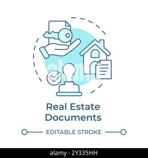 Real estate documents soft blue concept icon Stock Vector