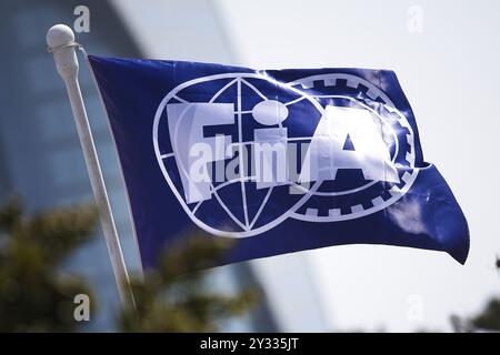 Baku, Azerbaijan, 12/09/2024, FIA flag, drapeau, illustration during the Formula 1 Azerbaijan Grand Prix 2024, 17th round of the 2024 Formula One World Championship from September 13 to 15, 2024 on the Baku City Circuit, in Baku, Azerbaijan Stock Photo