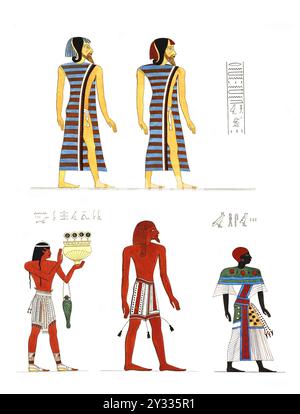 Various figures of foreign men depicted on Egyptian monuments, 1832-1844, The Monuments of Egypt and Nubia, illustrated by Doctor Ippolito Rosellini, Historical, digitally restored reproduction from an original of the period Stock Photo