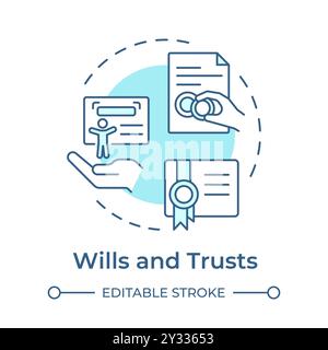 Wills and trusts soft blue concept icon Stock Vector