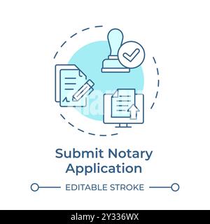 Submit notary application soft blue concept icon Stock Vector