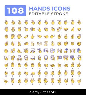 Devices holding hands gestures colorful icons big set Stock Vector