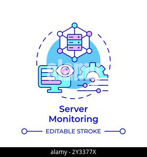 Server monitoring multi color concept icon Stock Vector
