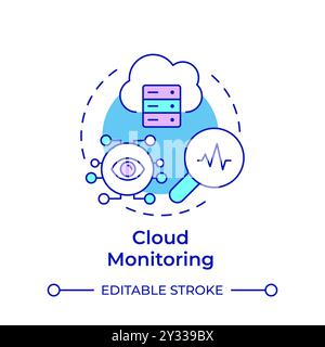 Cloud monitoring multi color concept icon Stock Vector