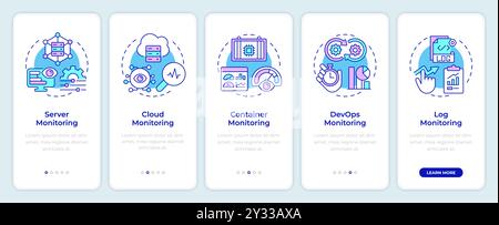 Monitoring types onboarding mobile app screen Stock Vector