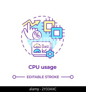 CPU usage multi color concept icon Stock Vector