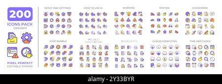 Modern computer technology colorful icons set collection Stock Vector