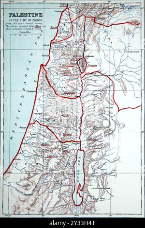 Map of Palestine in the Time of Jesus Christ  the places marked are the areas that Christ Visited fromAntique 19th Century National Comprehensive Fami Stock Photo