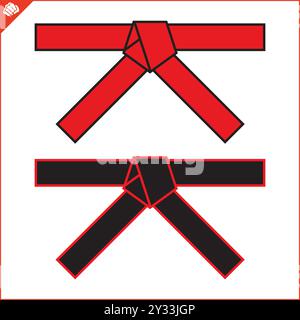 Martial art colored belts set for karate, bjj, judo, taekwondo, hapkido.. Stock Vector