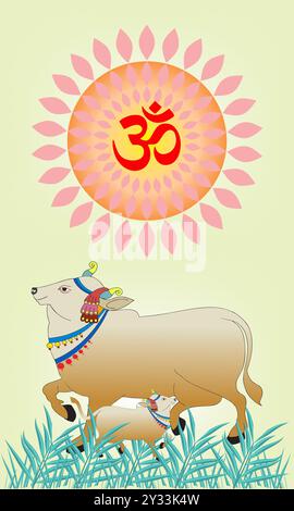 Om design cow Stock Vector