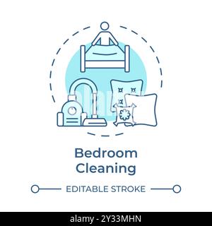 Bedroom cleaning soft blue concept icon Stock Vector