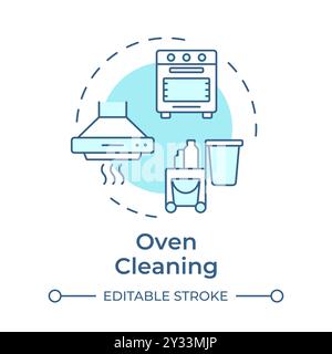 Oven cleaning soft blue concept icon Stock Vector