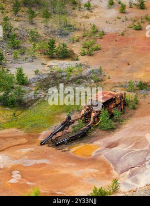 The World heritage Falun Mine, Falun, Sweden. In the picture: Old mining machines in the Great Pit. Stock Photo