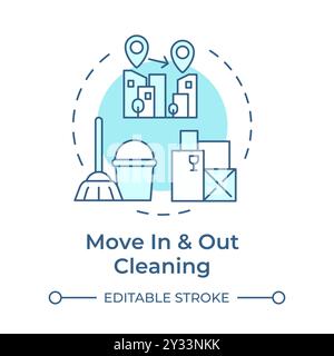 Move in and out cleaning soft blue concept icon Stock Vector