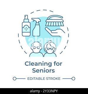 Cleaning service for seniors soft blue concept ico Stock Vector