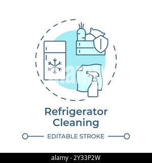 Refrigerator cleaning soft blue concept icon Stock Vector