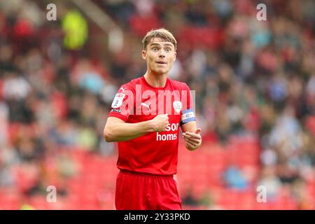 Oakwell Stadium, Barnsley, England - 7th September 2024 Luca Connell (48) of Barnsley gives instructions to a team mate - during the game Barnsley v Bristol Rovers, Sky Bet League One,  2024/25, Oakwell Stadium, Barnsley, England - 7th September 2024 Credit: Mathew Marsden/WhiteRosePhotos/Alamy Live News Stock Photo