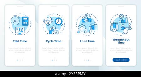Performance metrics blue onboarding mobile app screen Stock Vector