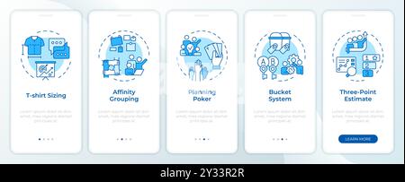 Agile development estimation blue onboarding mobile app screen Stock Vector
