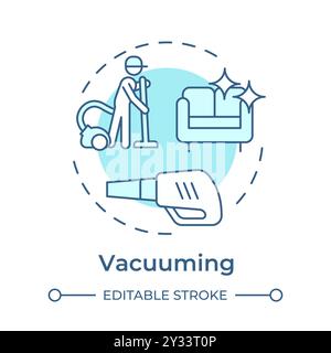 Vacuuming soft blue concept icon Stock Vector