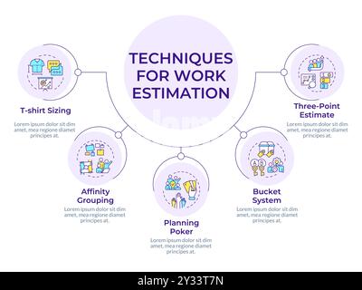 APM work estimation techniques circular diagram infographic Stock Vector