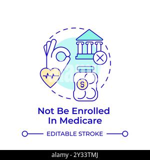 No federal health coverage multi color concept icon Stock Vector