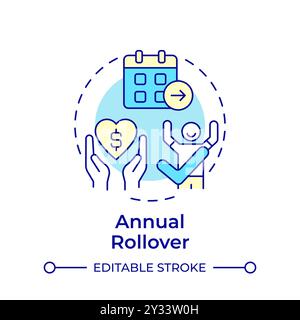 Annual rollover multi color concept icon Stock Vector