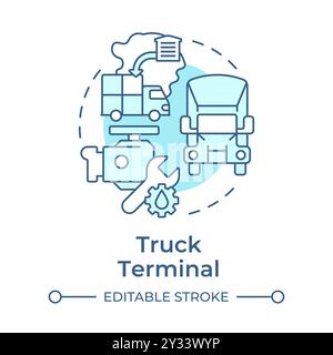 Truck terminal soft blue concept icon Stock Vector