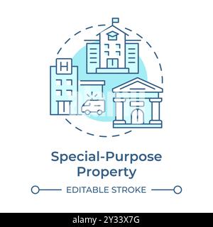 Special-purpose property soft blue concept icon Stock Vector