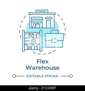 Flex warehouse soft blue concept icon Stock Vector