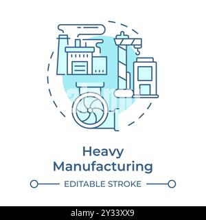 Heavy manufacturing soft blue concept icon Stock Vector