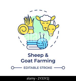 Sheep and goat farming multi color concept icon Stock Vector