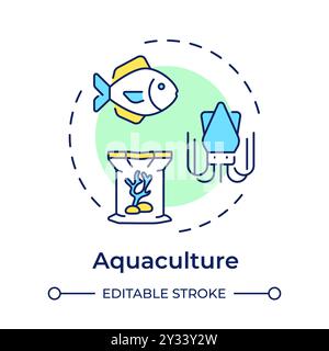 Aquaculture multi color concept icon Stock Vector