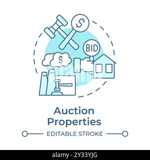 Auction properties soft blue concept icon Stock Vector