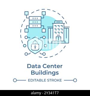 Data center buildings soft blue concept icon Stock Vector