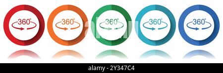 Panorama 360 vector icons, flat icon set for logo design, webdesign and mobile applications, colorful web button collection in eps 10 Stock Vector