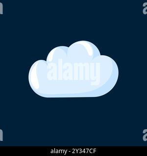 Single cloud on a dark background, representing a cloudy or overcast weather condition in cartoon style. Design for weather apps, forecasts. Stock Vector